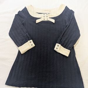 Anthropologie Pilcro Navy Cream Coastal Tunic Top  Nautical Coastal Women Medium